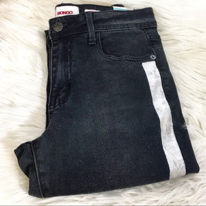 NWT Bongo Skinny Black Silver Stripe Jeans
